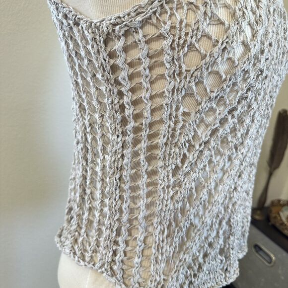 COPY - Eileen Fisher Womens Beige Sleeveless Scoop Neck Open Knit Linen Blend T… - Picture 5 of 12